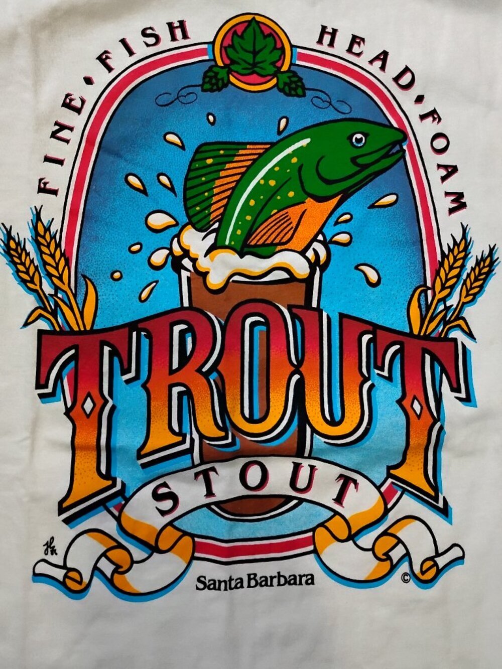 Deadstock Vintage Trout Stout Santa Barbara Beer T-Shirt